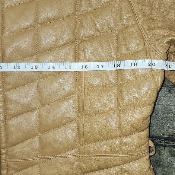 Marcia Tan Leather Moto Jacket - Picture 6 of 8